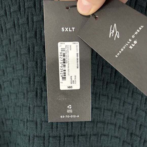 Shaquille O’Neal XLG Textured Sweater Cotton Blend Teal Forest Size 5XLT NWT - Picture 2 of 5